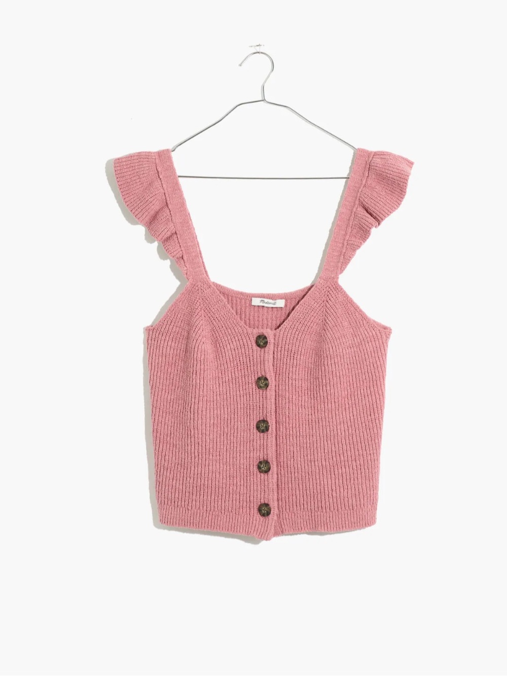 Madewell Ruffle Strap Button Front Sweater Tank